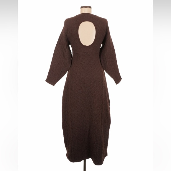 Free People Midi Sweater Dress Gabby Seamless Brown Stretchy Boho - M - Picture 4 of 7